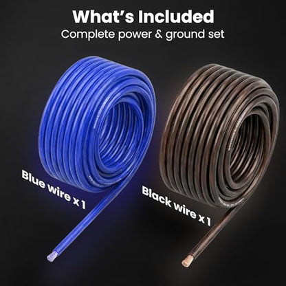 GEARit 8 Gauge Wire 25 ft, 8 AWG Battery Cable CCA, Copper-Clad Aluminum Power Ground Cable for Car Audio Amp, Automotive, RV - color: 8 Gauge Wire, size: Black/Blue - 25ft Each