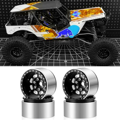 MORLORDY 4PCS Aluminum 1.9" Beadlock Wheel Rims for Most 1/10 RC Crawlers SCX10 90046, SCX10 I II III, TRX4, TRX6, CCO1, RC-4WD, D90, Wraith 90018, RR10 90048, 90053, RBX10, VS4-10, Gen7 8 (Black) - color: Black