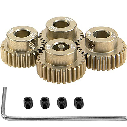 ShareGoo 7075 Aluminum Alloy 48DP 5mm Pinion Gear Sets 25T 26T 27T 28T Motor Gears Fit 5mm Shaft Compatible with HPI Losi Axial Traxxas Tamiya 1/10 RC Car,4Pack