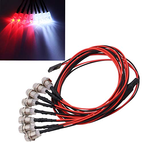 8Leds LED Light Headlights Taillight Kit Accessories Lights Compatible with traxxas HSP RC4WD Tamiya Redcat Axial SCX10 RC Car Crawler Truck Tank,5mm(4 White + 4 Red)