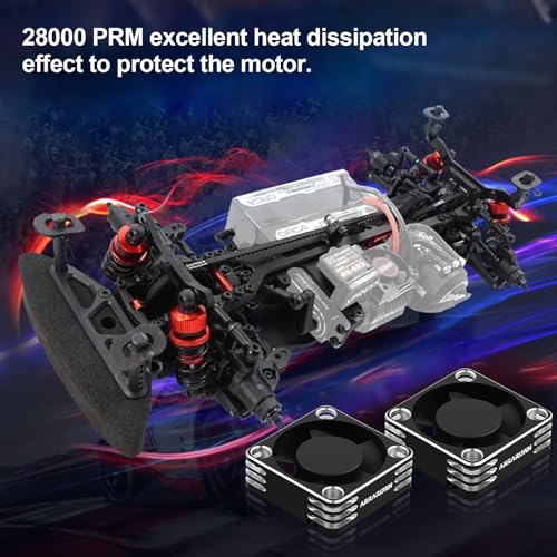 2Pack RC Car Motor Cooling Fan Heatsink 28000RPM Brushless ESC Cooling Fan for RC Car 1/8 1/10 540 550 Motor (Black+Silver) - color: Black Sliver 2pack
