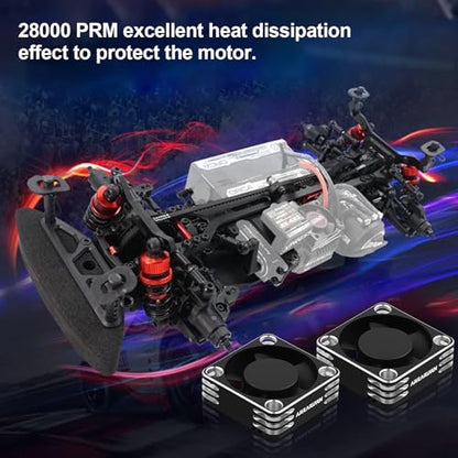 2Pack RC Car Motor Cooling Fan Heatsink 28000RPM Brushless ESC Cooling Fan for RC Car 1/8 1/10 540 550 Motor (Black+Silver) - color: Black Sliver 2pack