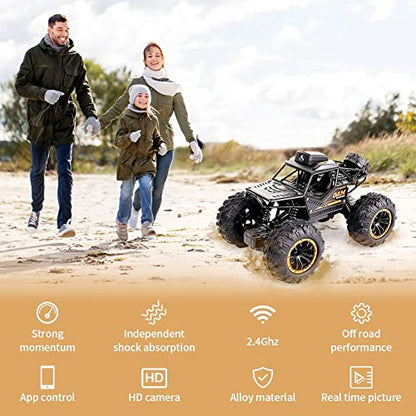 RC Car, 1:18 Remote Control Car with Camera, High Speed Alloy Off Road Truck Fast Racing Vehicle Electric Hobby Toy Car Gift for Boys Kids Teens Adults