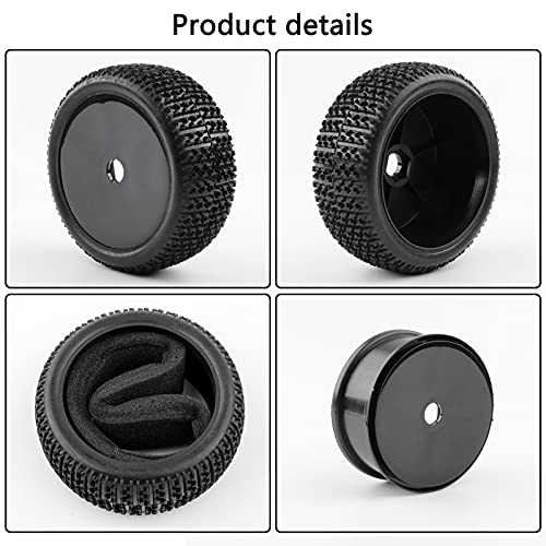 17mm Tires & Hard Dish Wheels with Drive Hex Adapters | 4pcs, For 1/8 Buggy RC Racing Car, Kyosho Tamiya Redcat HPI Traxxas AE Losi TLR HSP, 94762 94081 - color: Black Hard Dish