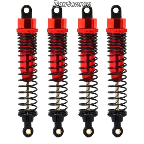 4Pack 1/10 RC Truck Car Adjustable Shock Absorber Damper 108004 Upgrade Parts 108mm Oil 108mm Oil Adjustable Alloy Aluminum Shock For 1:10 HSP 94188 94108 94111 Redcat Volcano (Red) - color: Red