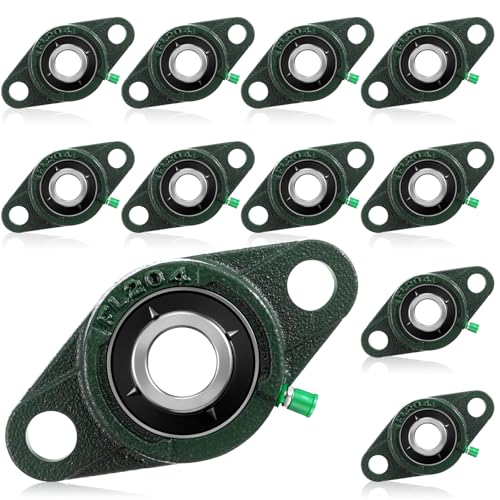Threlaco 10 Pack UCFL204-12 Pillow Block Bearing 3/4 in Bore Shaft Flange Mount Ball Bearing Unit 2-Bolt, Self Aligning Cast Iron Housing, Set Screw Locking Style Flange Pillow Block - style: UCFL204-12