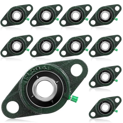 Threlaco 10 Pack UCFL204-12 Pillow Block Bearing 3/4 in Bore Shaft Flange Mount Ball Bearing Unit 2-Bolt, Self Aligning Cast Iron Housing, Set Screw Locking Style Flange Pillow Block - style: UCFL204-12