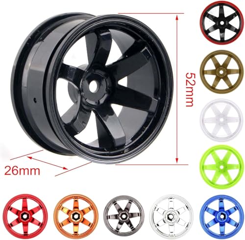 1/10 Drift Wheels and Tires Set,WONFAST 4PCS 63mm Plastic Hard Tyres 6-Spoke Wheels Rims 12mm Hex for 1:10 RC On-Road Drifting Car Replacement for HSP Tamiya HPI Kyosho (Blue) - color: Blue