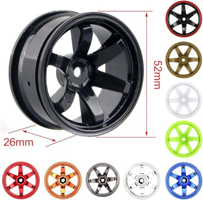 1/10 Drift Wheels and Tires Set,WONFAST 4PCS 63mm Plastic Hard Tyres 6-Spoke Wheels Rims 12mm Hex for 1:10 RC On-Road Drifting Car Replacement for HSP Tamiya HPI Kyosho (Blue) - color: Blue