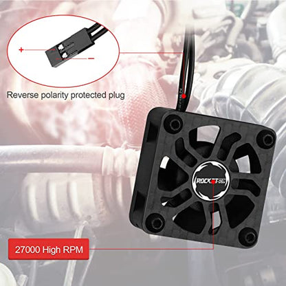 2 Pack RC Cooling Fans Surpass Hobby 30mm 27000RPM RC Motor Fan with Cover | Replacement Fans (Without Motor Heatsink) for 1/8 1/10 RC Car Truck Buggy Truggy - color: 2 Pack Black Fans Only