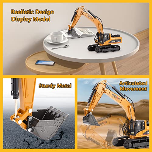 1/40 Scale Metal Excavator Toy, Diecast Construction Equipment Digger Trucks Toys for Boys Kids - style: Excavator