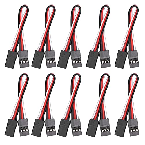 10PCS 3 Pin Servo Extension Cable Futaba JR RC Car Helicopter Aircraft Brass Core Connector Wire (100mm Female to Female) - size: 100mm female to female