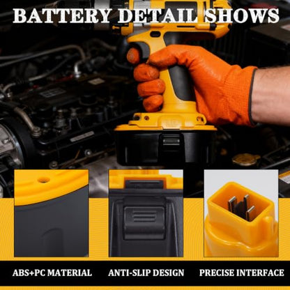 Upgraded 18V Replacement Battery for Dewalt 18V XRP Type Tools 2-Pack | 5.0Ah Ni-MH Battery Compatible with DC9096, DC9071, DE9096 DE9098 ,DW9071, DW9095, DW9096 Power Tools & Chargers