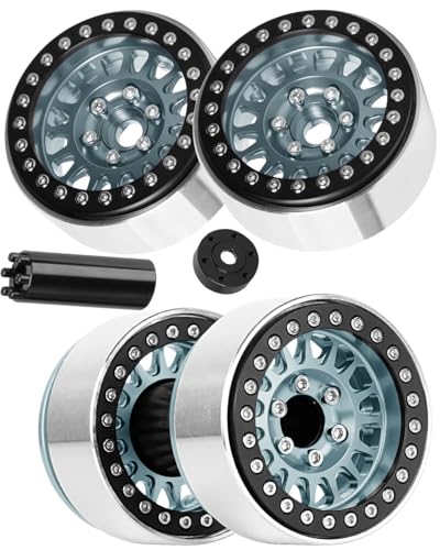 RC 1.9 Dually Beadlock RC Wheel Rim for 1/10 SCX10 90046 AXI03007 TRX4 TRX6 VS4-10 Gen7 Gen8 MST CFX D90 RC Crawler,Aluminum 1.9 Dually Beadlock Wheels Rims w/Adjustable Offset (4PCS)Titanium - color: Titanium/Dually Beadlock