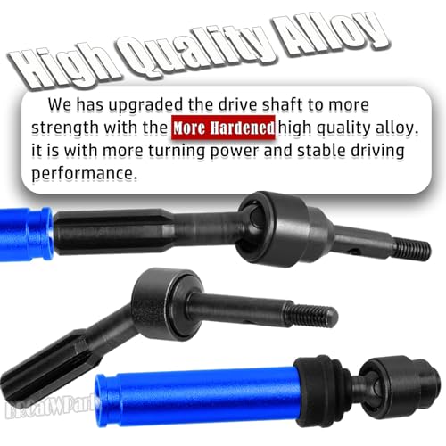 Drive Shaft Axles Upgrades Part for 1/10 Slash 4X4 VXL/Rustler 4X4 VXL/Stampede 4WD VXL,RC Steel #45 Front & Rear 4Pcs Driveshafts CVD w/Hex Hops Up,Navy Blue - color: Navy Blue - (Axles)