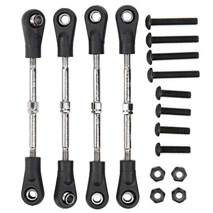 4pcs RC Steering Rod, Linkage Steering Link Rod Adjustable Rear Upper Linkage Rod for 1/10 RC Off Road Car