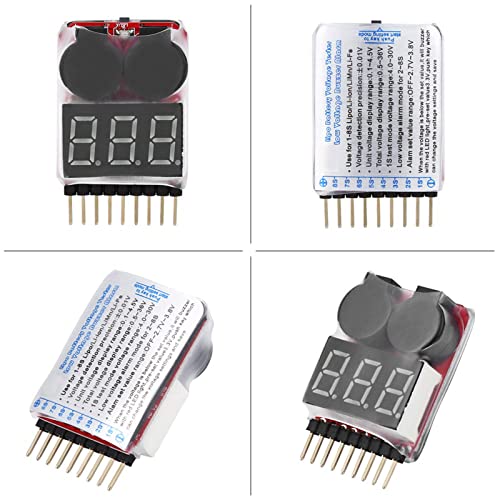 RC 1S-8S Lipo Battery LED Tester Low Voltage Alarm Buzzer Checker Set for RC Accessory