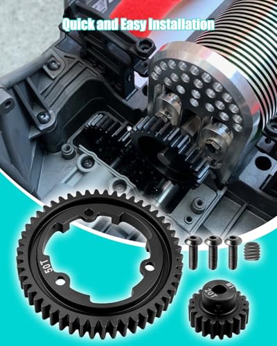 50T M1.0 Spur Gear and 20T Pinion Gear Fit for Traxxas X-Maxx | Hardened Steel Construction, Compatible with XO-1 Maxx and E-Revo 2.0 VXL Models