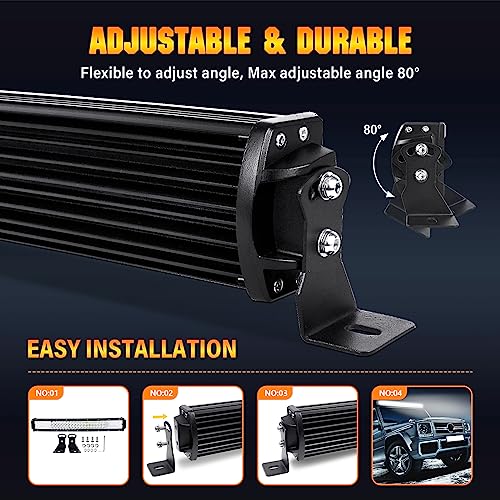 Willpower 50 inch Curved LED Light Bar with Remote Controller Wiring Harness,648W Triple Row Spot Flood Combo Beam,Strobe Flash Work Light Driving Lights,Waterproof Remote Controller On/Off Switch - size: 50 inch+ Remote wiring kit