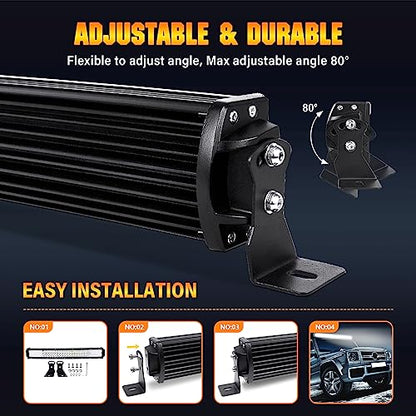 Willpower 50 inch Curved LED Light Bar with Remote Controller Wiring Harness,648W Triple Row Spot Flood Combo Beam,Strobe Flash Work Light Driving Lights,Waterproof Remote Controller On/Off Switch - size: 50 inch+ Remote wiring kit