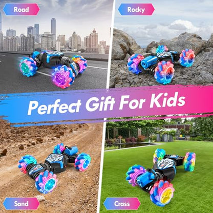 4WD Remote Gesture Sensor Car,Gesture Sensing RC Stunt Car,Remote Carwith Spray Effect LED Lights,All Terrain Off Road RC,2.4Ghz Hand,Birthday Kids Xmas Gifts