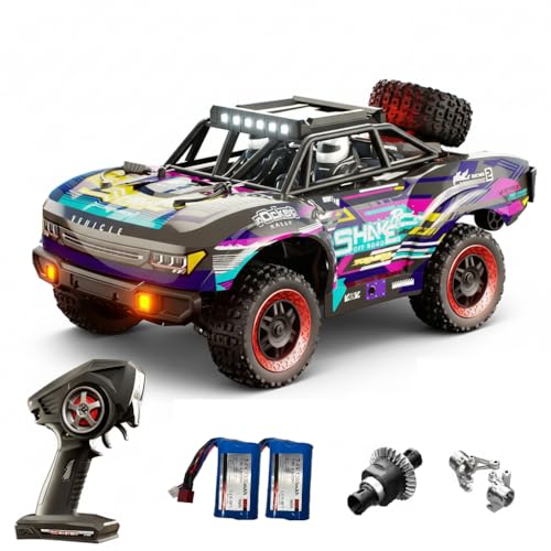 1/16 Hobby RC Race Truck, 30 MPH High Speed Remote Control 4WD Car, All Terrain Rock Crawler Truck for Boys 4X4 Off-Road Racing Car with 2 Batteries