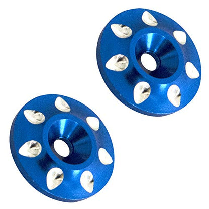 2Pcs Vgoohobby RC Metal Rear Wing Buttons Gasket,Universal Rear Fixed Tail Protection Spacer for 1/10 RC Off Road Short Truck Buggy Racing Car (Blue) - color: Blue