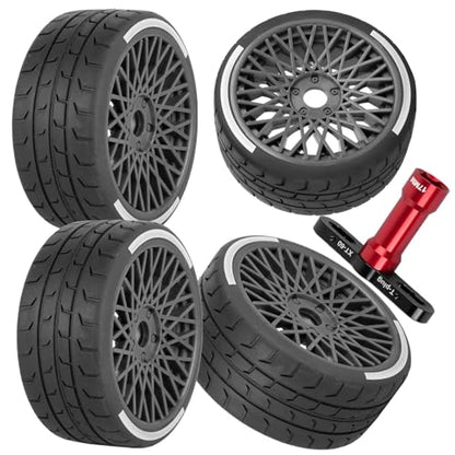 RC (4PCS) Wheels and Tires for 1/8 Typhon 6s BLX,1/7 Infraction 6S BLX/Limitless,RC Highway Truck Tires,Plastic Wheel with Foam Inserts,Grey - color: Grey- (Wheel Tires)