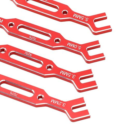 RC Turnbuckle Wrench, 4pcs Aluminium Alloy RC Ball Tie Rod Adjustment Wrench Universal Spanner Repair Tool for 1/10 1/16 Model Crawler Car (Red) - color: Red