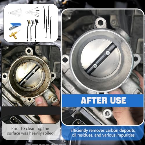 Carburetor Cleaning Kit, Includes 13 Stainless Steel Wires, 10 Needles, 5 Nylon Brushes, 1 Pointed Pick, 4 Cleaning Hooks, 3 Brushes, Torch Tip Cleaner, Carbon Dirt Jet Cleaner Repair Tools