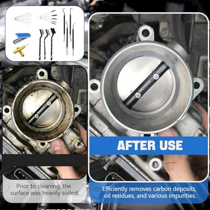 Carburetor Cleaning Kit, Includes 13 Stainless Steel Wires, 10 Needles, 5 Nylon Brushes, 1 Pointed Pick, 4 Cleaning Hooks, 3 Brushes, Torch Tip Cleaner, Carbon Dirt Jet Cleaner Repair Tools