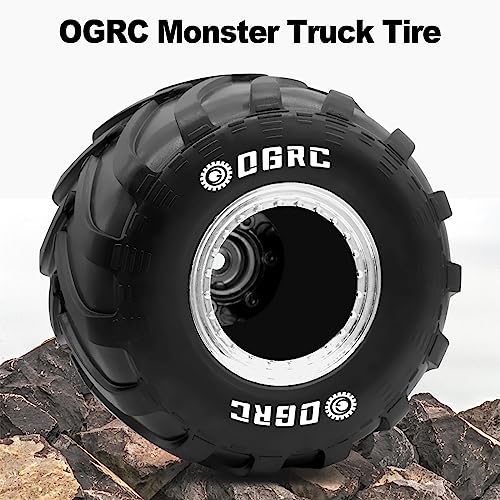 OGRC 1.0" Monster Truck Wheel Tires for SCX24 1/24 RC Crawler Car, 70*49mm | Monster Truck Wheel Rim Tires, M1 Compound, for FMS FCX24 SCX24 B17 Axial 1/24 RC Crawler, Silver - color: Silver