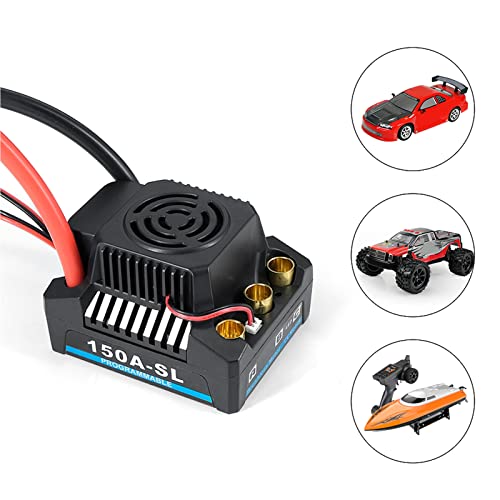 Diydeg 150A Brushless ESC, Electric Speed Controller Compatible with Sensorless Brushless Motors with Multiple Protections, Easy Programming RC ESC for 1/8 RC Car Truck