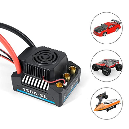 Diydeg 150A Brushless ESC, Electric Speed Controller Compatible with Sensorless Brushless Motors with Multiple Protections, Easy Programming RC ESC for 1/8 RC Car Truck