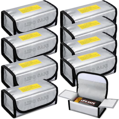 Aliceset 8 Pcs Lipo Battery Bag Lithium Battery Storage, Fireproof and Explosion Proof Bags Guard Safe Pouches for Charging Home Travel Office Supplies (185 x 60 x75 mm) - size: 185 x 60 x75 mm