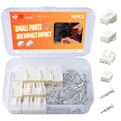 JRready Mini-Fit Jr 6Pin 8Pin Power Connector Molex Connectors 5557 Series Receptacle Housing Plug Crimp Terminals 18-24AWG Connectors Compatible with Molex Mini-Fit Jr. 4.2mm Pitch ST6518 - size: 6-8 Pin Standard Molex Mini-Fit