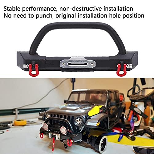 RC Rock Car Metal Front Bumper Heavy Duty Upgrade Parts for SCX10 90046 90047 1/10 RC Crawler Black Steel Aluminum 141x57mm 260g