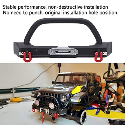 RC Rock Car Metal Front Bumper Heavy Duty Upgrade Parts for SCX10 90046 90047 1/10 RC Crawler Black Steel Aluminum 141x57mm 260g