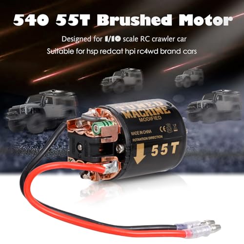 HUIOP 540 Brushed Motor RC Crawler Motor 55T 3-Slot and 60A ESC RC Car ESC Brushed Electric Speed Controller 6V/2A BEC for 1/10 RC Car