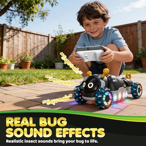 Contixo RC1 Mech Stunt RC Caterpillar Car – Kids Remote Control Car, Omni-Directional 360° in-Place Rotation, Mist Spray, LED Lights, All-Terrain Stunt Vehicle, Torsion Body, 2.4GHz Remote, Black - color: Black