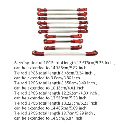 10 Pieces Steering Servo Link RC Car Pull Rod Metal Upgrade Linkage Model Parts Sturdy Construction Suitable for WLtoys 1/10 RC Truck, red - color: Red