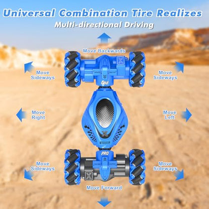 Fosgoit RC Car Gesture Sensing Stunt Car, Toys for Boys Girls 6-12, Gifts | Remote Control Car, Gifts for Boys 6 7 8 9 10 11 12 Years Old, Boys and Girls Toys Age 6+, 4WD Transform Drift RC Cars - color: Blue-black