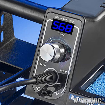 The Original X-Tronic 3020-XTS • 75W Soldering Iron Station Kit • 2 Helping Hands • 5 Extra Tips • Roll of Solder • Brass Sponge & Flux • Tweezers • Solder Sucker • °C/°F Toggle & Sleep Features! - style: Classic Style - 5 Extra Tips Plus Accessories