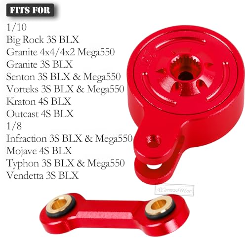 RC Direct Mount Servo Saver 23T Spline Upgrades Part for 1/10 Big Rock 3S BLX,Granite/Senton/Vorteks 3S BLX &Mega550,Kraton/Outcast 4S BLX,Alloy Servo,Replace ARA340181,Red - color: Red(1set)