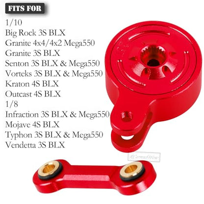 RC Direct Mount Servo Saver 23T Spline Upgrades Part for 1/10 Big Rock 3S BLX,Granite/Senton/Vorteks 3S BLX &Mega550,Kraton/Outcast 4S BLX,Alloy Servo,Replace ARA340181,Red - color: Red(1set)