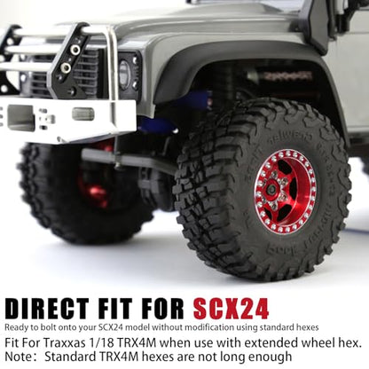 1.0 Beadlock Wheel Rim Set Aluminum Alloy RC Upgrade Part For Traxxas 1/18 TRX4M 1/24 Axial SCX24 FMS FCX24 Gladiator Bronco C10 JLU Deadbolt B17 RC Crawlers Upgrade Off-road(4Pcs/set) - color: Red