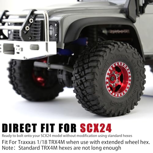 1.0 Beadlock Wheel Rim Set Aluminum Alloy RC Upgrade Part For Traxxas 1/18 TRX4M 1/24 Axial SCX24 FMS FCX24 Gladiator Bronco C10 JLU Deadbolt B17 RC Crawlers Upgrade Off-road(4Pcs/set) - color: Red