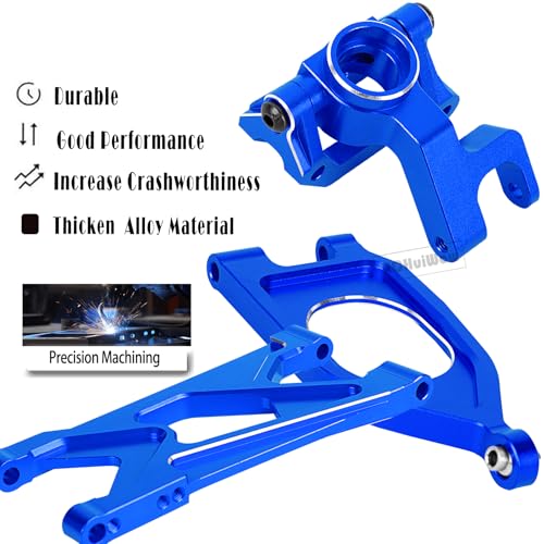 RC Upgrades Part for 1/10 Gorgon 2WD RTR Brushed Monster Truck(ARA3230T1),Aluminium Alloy Suspension Arms & Caster Block C Hub & Steering Blocks & Rear Stub Axle Carriers,Navy Blue - color: Navy Blue(1set)