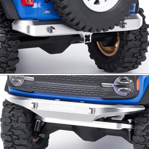 GOUPRC Aluminum Alloy RC Front & Rear Bumper for Axial SCX30 Bronco C10 1/30 RC Crawler Car Upgrade Replacement Parts - color: Sliver