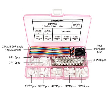 XH 2.54mm Connectors Pin Header and Ribbon Cables Wires Kit Compatible with JST-XH Connector 2/3/4/5/6/7/8 Female Pin Housing